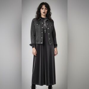 90s Vintage Velvet Witchy Maxi Dress Size 16A (M/L)